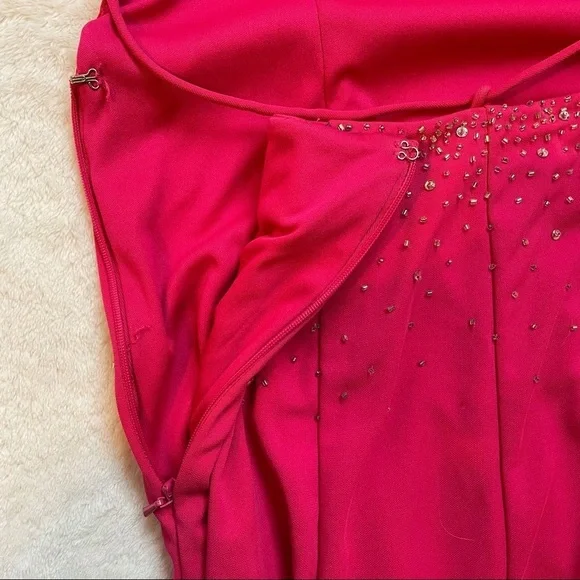 Beaded Barbie Pink Floor Length Formal Gown Prom Homecoming Dress Hot Pink - Picture 14 of 14